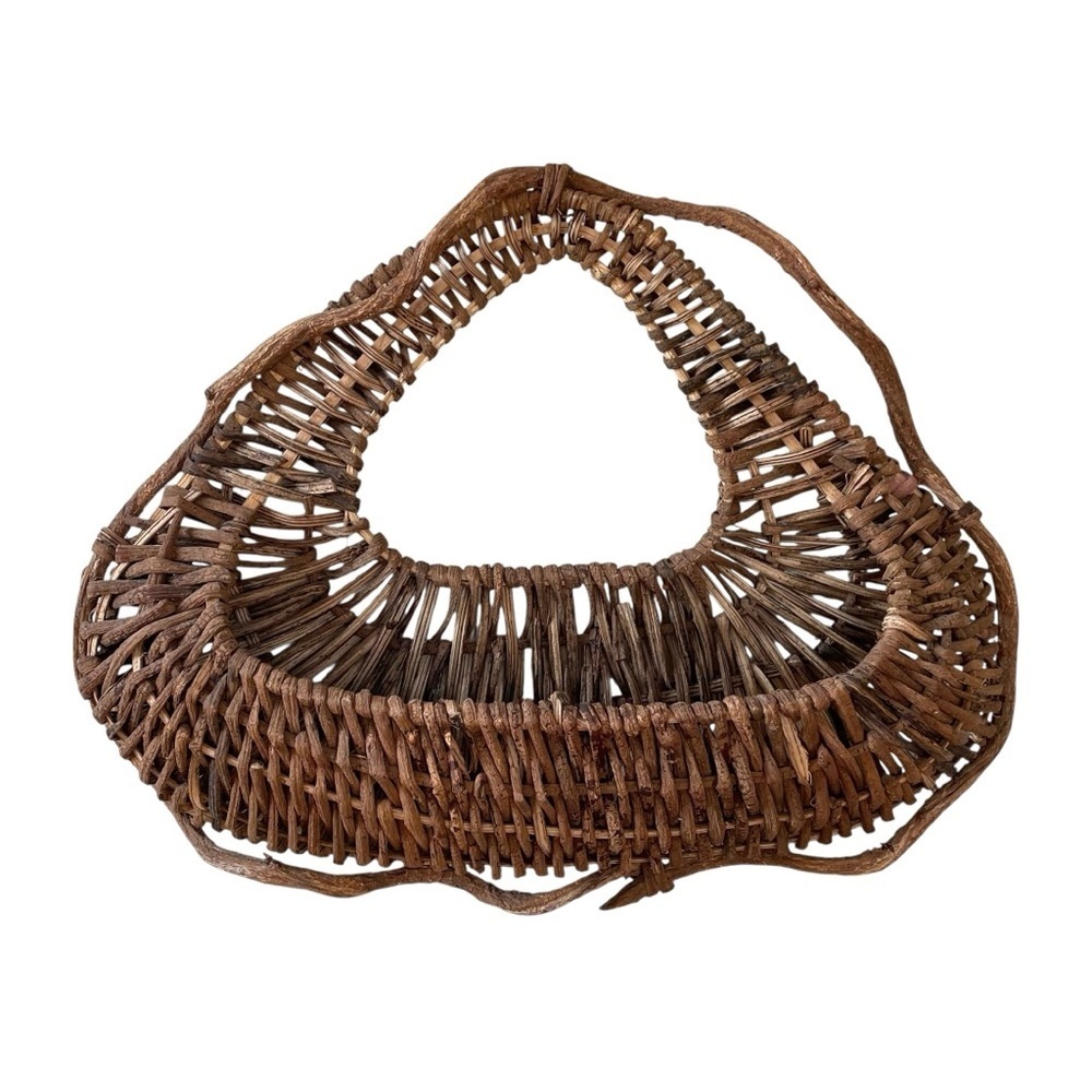 Vintage Rustic Brown Woven Hanging Basket